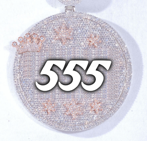CUSTOM LETTER NECKLACE 3D BIG CROWN DISC
