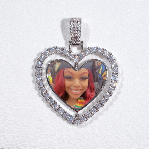 3D Spinning 2-Faced Heart Custom Picture Pendant