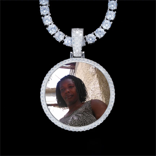 925S & VVS Moissanite 3D Circle Custom Picture Pendant