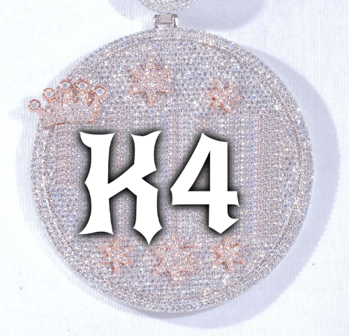 CUSTOM LETTER NECKLACE 3D BIG CROWN DISC