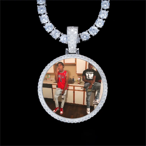 925S & VVS Moissanite 3D Circle Custom Picture Pendant