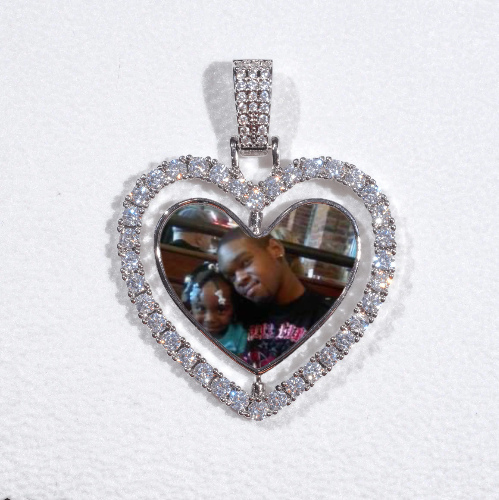 3D Spinning 2-Faced Heart Custom Picture Pendant