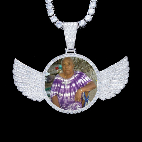 925S & VVS Moissanite 3D Wing Custom Picture Pendant