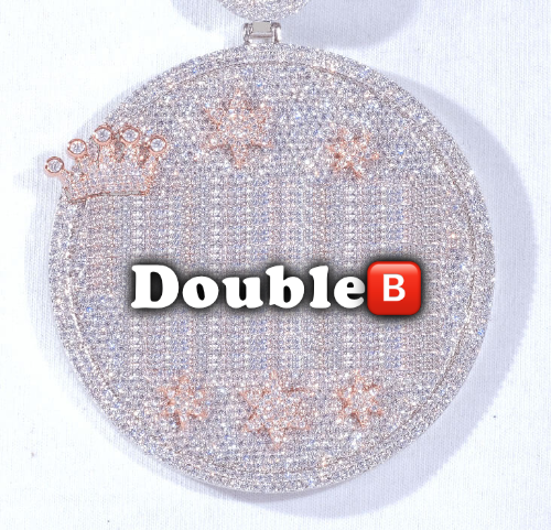 CUSTOM LETTER NECKLACE 3D BIG CROWN DISC
