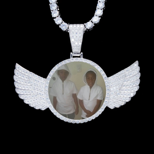 925S & VVS Moissanite 3D Wing Custom Picture Pendant