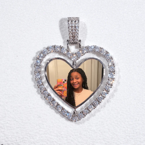 3D Spinning 2-Faced Heart Custom Picture Pendant