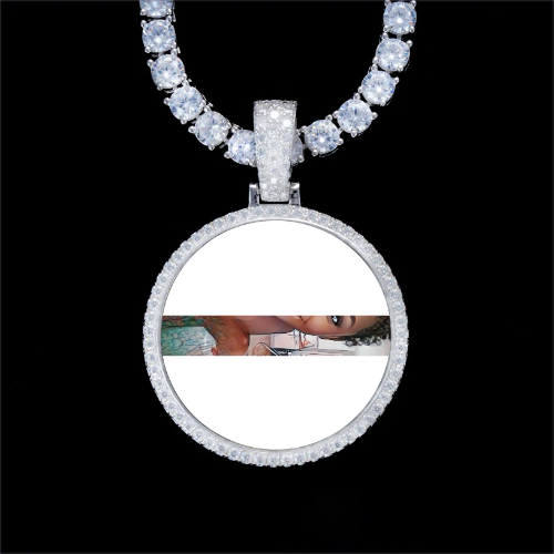925S & VVS Moissanite 3D Circle Custom Picture Pendant