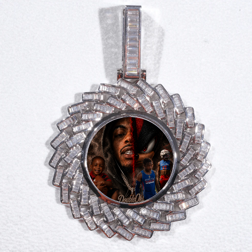 Large 3D Baguette Custom Picture Pendant