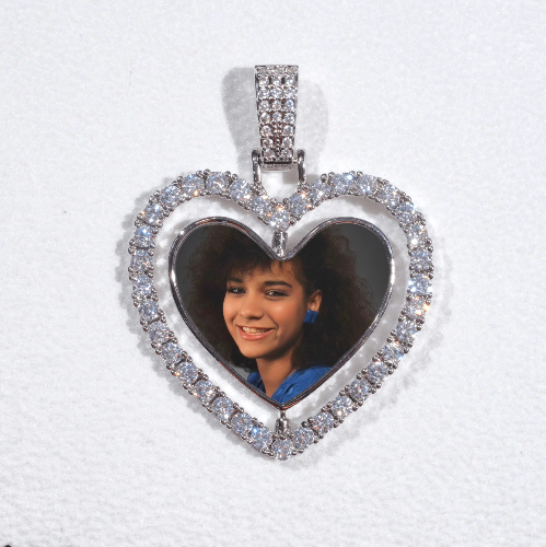 3D Spinning 2-Faced Heart Custom Picture Pendant