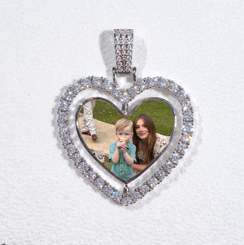 3D Spinning 2-Faced Heart Custom Picture Pendant