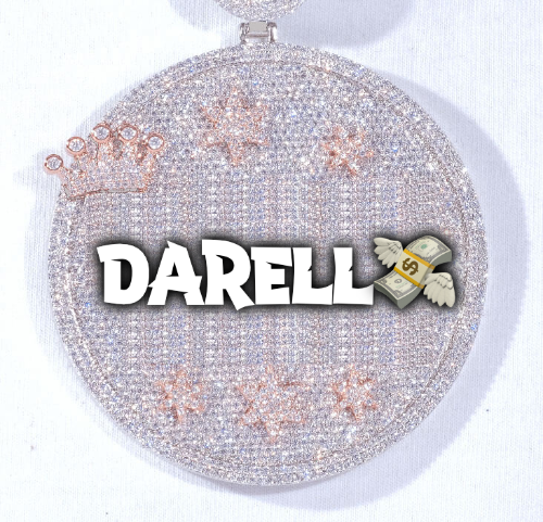 CUSTOM LETTER NECKLACE 3D BIG CROWN DISC
