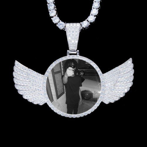 925S & VVS Moissanite 3D Wing Custom Picture Pendant