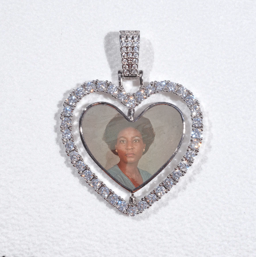 3D Spinning 2-Faced Heart Custom Picture Pendant