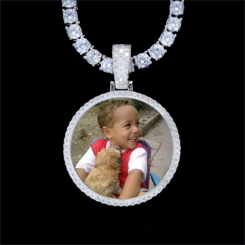 925S & VVS Moissanite 3D Circle Custom Picture Pendant