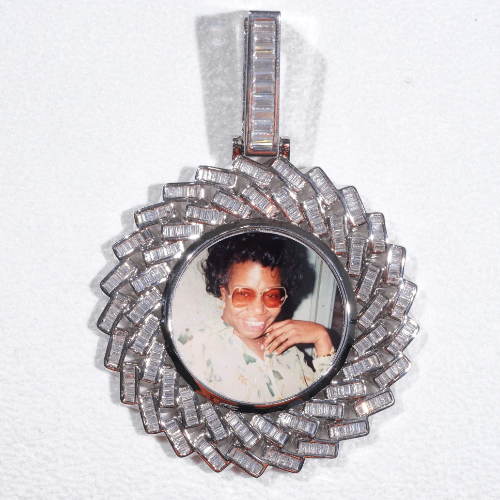 Large 3D Baguette Custom Picture Pendant