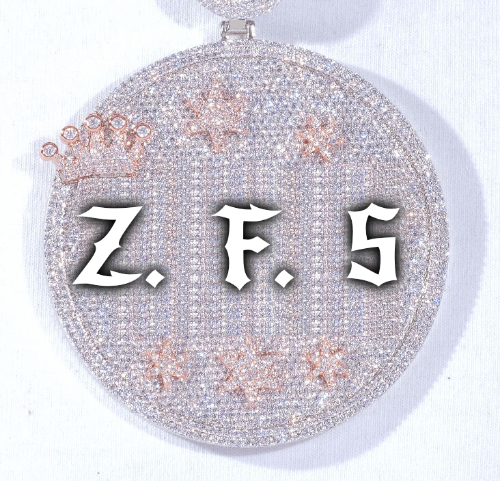 CUSTOM LETTER NECKLACE 3D BIG CROWN DISC