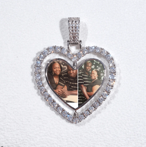3D Spinning 2-Faced Heart Custom Picture Pendant