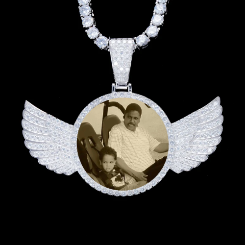 925S & VVS Moissanite 3D Wing Custom Picture Pendant
