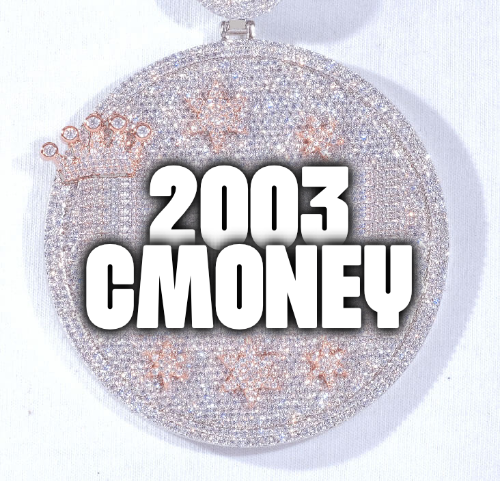 CUSTOM LETTER NECKLACE 3D BIG CROWN DISC