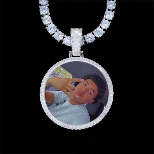 925S & VVS Moissanite 3D Circle Custom Picture Pendant