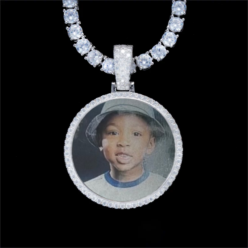 925S & VVS Moissanite 3D Circle Custom Picture Pendant
