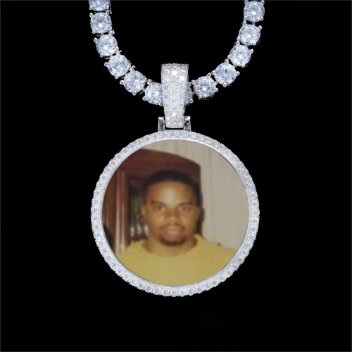 925S & VVS Moissanite 3D Circle Custom Picture Pendant