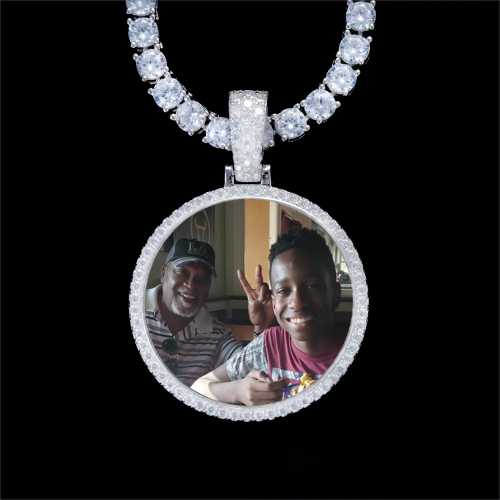 925S & VVS Moissanite 3D Circle Custom Picture Pendant