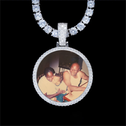 925S & VVS Moissanite 3D Circle Custom Picture Pendant