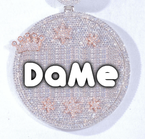 CUSTOM LETTER NECKLACE 3D BIG CROWN DISC