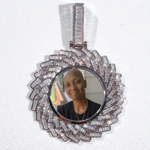 Large 3D Baguette Custom Picture Pendant