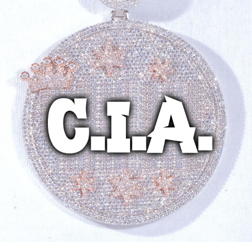 CUSTOM LETTER NECKLACE 3D BIG CROWN DISC