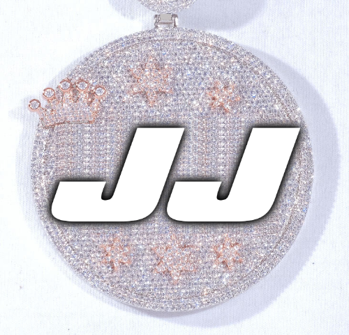 CUSTOM LETTER NECKLACE 3D BIG CROWN DISC