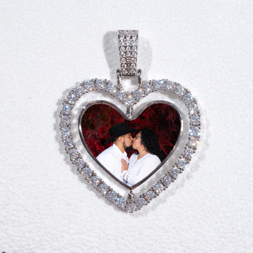 3D Spinning 2-Faced Heart Custom Picture Pendant