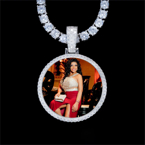 925S & VVS Moissanite 3D Circle Custom Picture Pendant