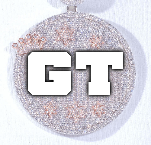 CUSTOM LETTER NECKLACE 3D BIG CROWN DISC