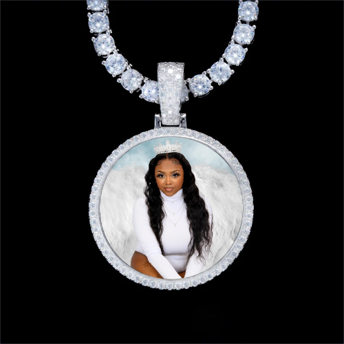 925S & VVS Moissanite 3D Circle Custom Picture Pendant