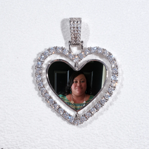 3D Spinning 2-Faced Heart Custom Picture Pendant