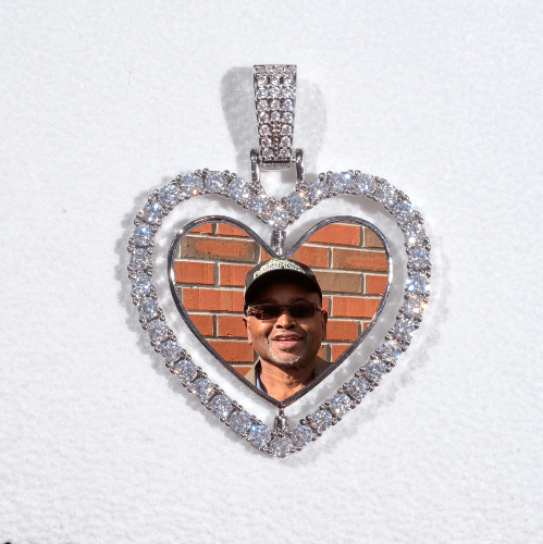 3D Spinning 2-Faced Heart Custom Picture Pendant