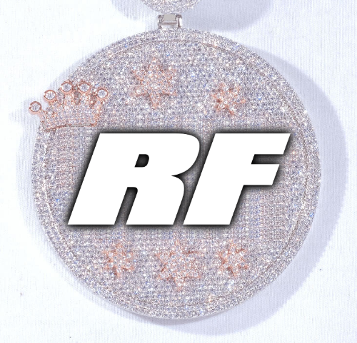 CUSTOM LETTER NECKLACE 3D BIG CROWN DISC