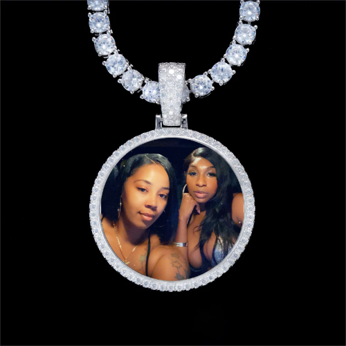 925S & VVS Moissanite 3D Circle Custom Picture Pendant