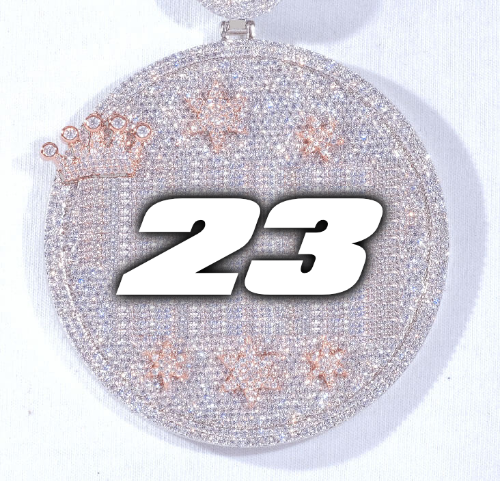 CUSTOM LETTER NECKLACE 3D BIG CROWN DISC