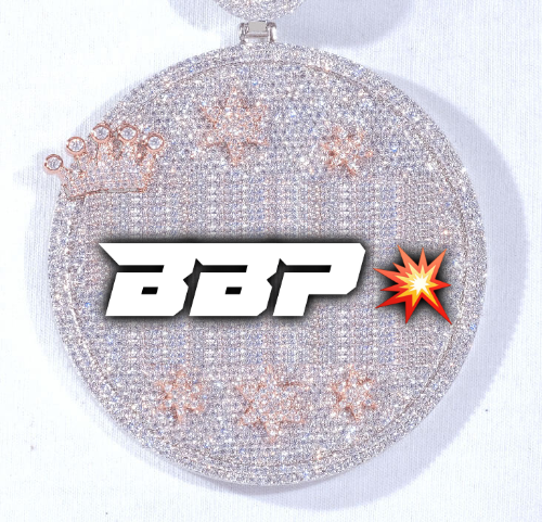 CUSTOM LETTER NECKLACE 3D BIG CROWN DISC