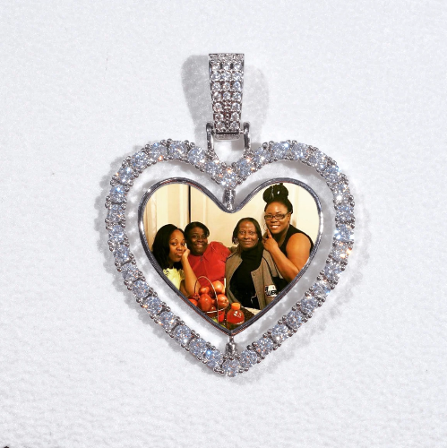 3D Spinning 2-Faced Heart Custom Picture Pendant