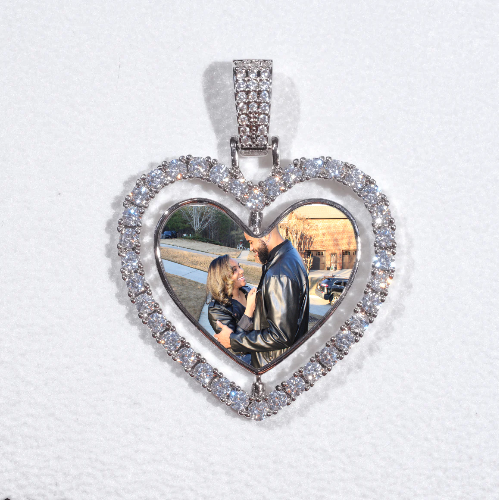 3D Spinning 2-Faced Heart Custom Picture Pendant