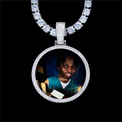 925S & VVS Moissanite 3D Circle Custom Picture Pendant