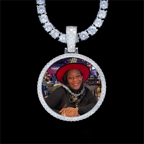 925S & VVS Moissanite 3D Circle Custom Picture Pendant