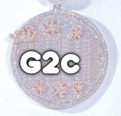 CUSTOM LETTER NECKLACE 3D BIG CROWN DISC