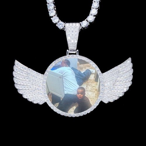 925S & VVS Moissanite 3D Wing Custom Picture Pendant