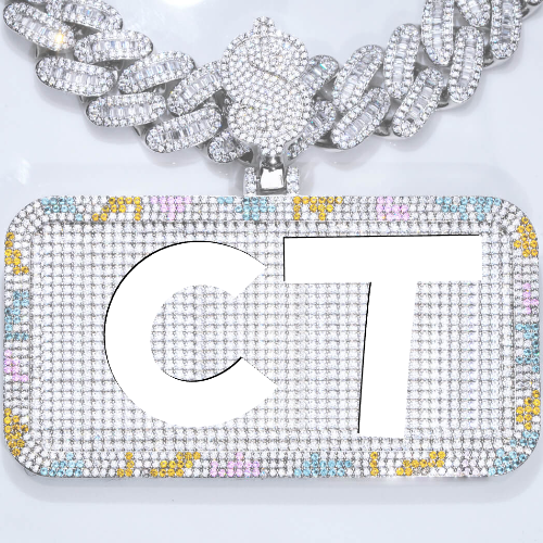 CUSTOM LETTER NECKLACE 3D COLORFUL SQUARE