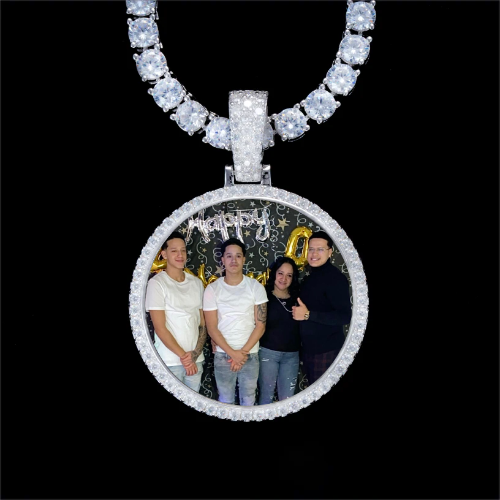 925S & VVS Moissanite 3D Circle Custom Picture Pendant